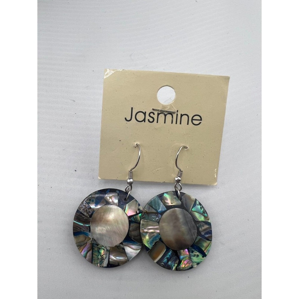 Jasmine Women Natural Colorful Abalone Shell Earrings Classic Classy